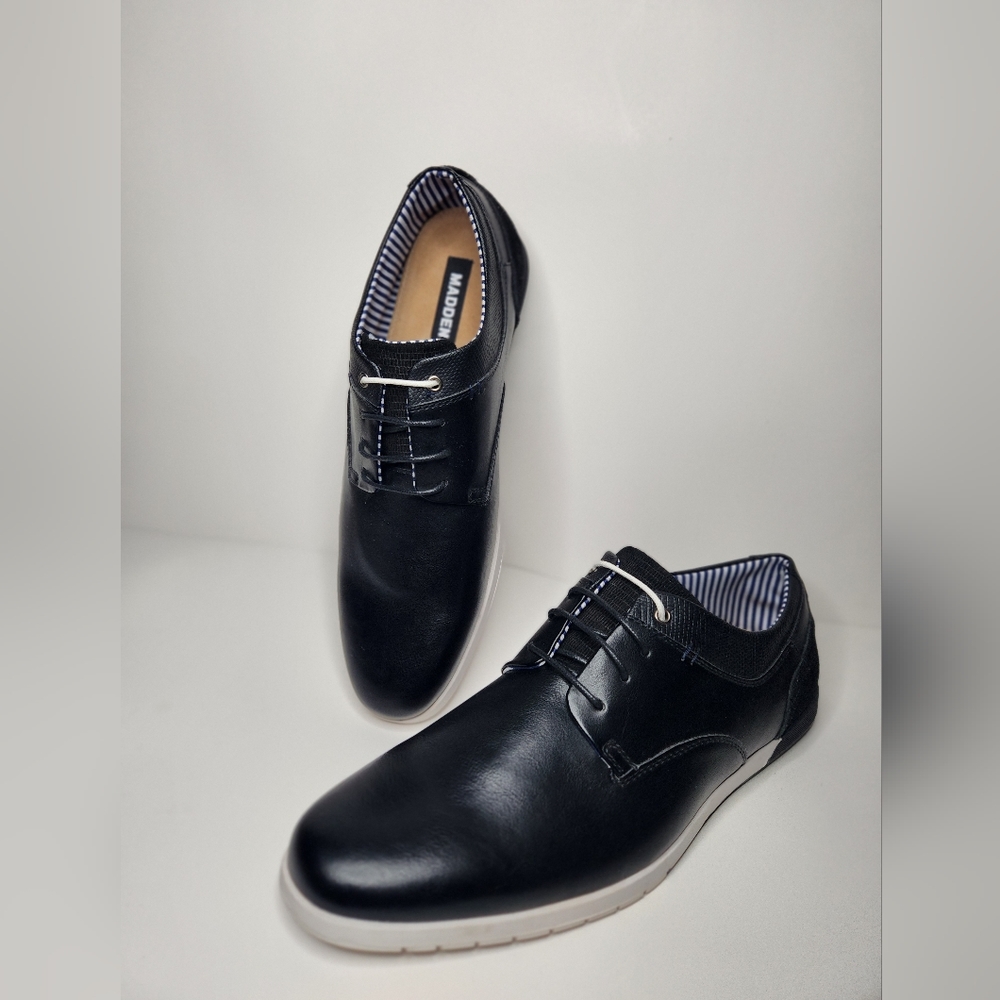 Men's Black Madden Dress Shoes, Faux Leather Casual  Loafer Men's Shoes Size 12